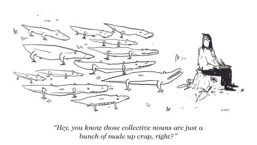 "Hey, you know those collective nouns are just a bunch of crap, right?"