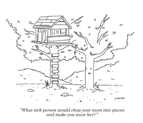 "What sick person would chop your mom not pieces and make you wear her?"