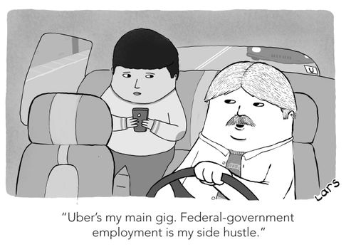 "Uber's my main gig. Federal-government employment is my side hustle."