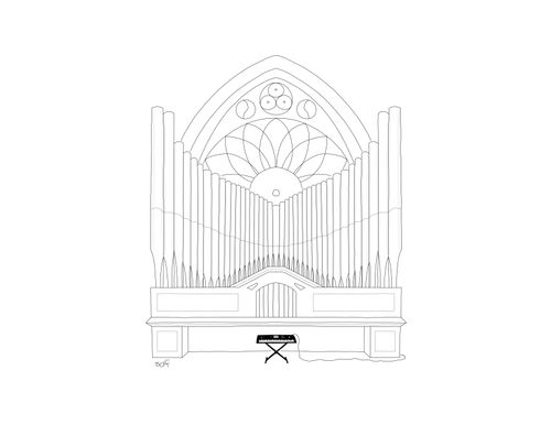 Keyboard in Front of a Organ