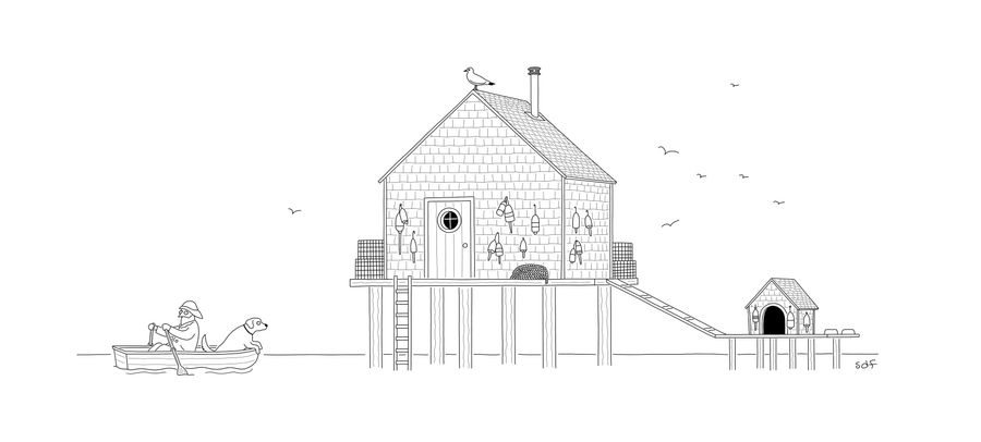 A stilt house with a stilt doghouse 