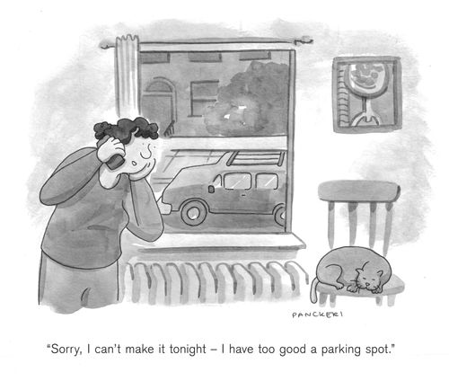 "Sorry, I can't make it tonight - I have too good a parking sport."