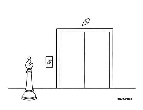 A  bishop takes an elevator