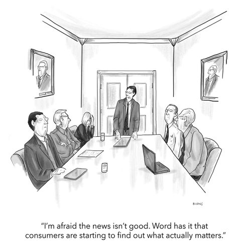 "I'm afraid the news isn't good. Word has it that consumers are starting to find out what actually matters."