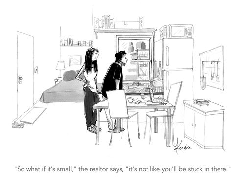"So what if it's small," the realtor says, "it's not like you'll be stuck in there."