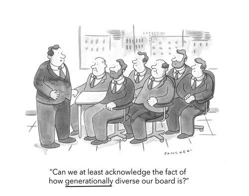 "Can we at least acknowledge the fact of how GENERATIONALLY diverse our board is?"