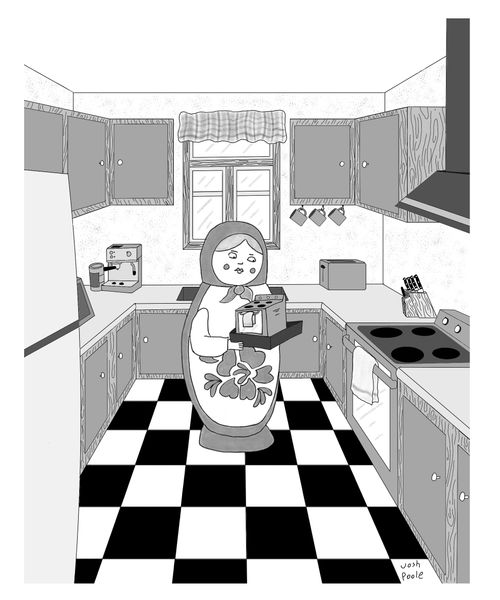 A Matryoshka dolls putting an oven in an oven