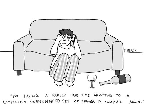 "I'm having a really hard time adjusting to a completely unprecedented set of things to complain about,"