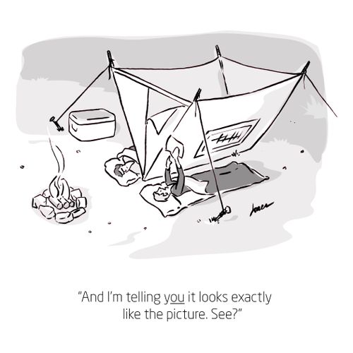 "And I'm telling YOU it looks exactly like the picture. See?"