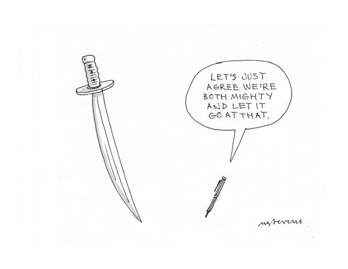 "Let's just agree we're both mighty and let it go at that."