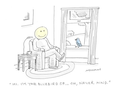 "Hi. I'm the bluebird of... oh, never mind."