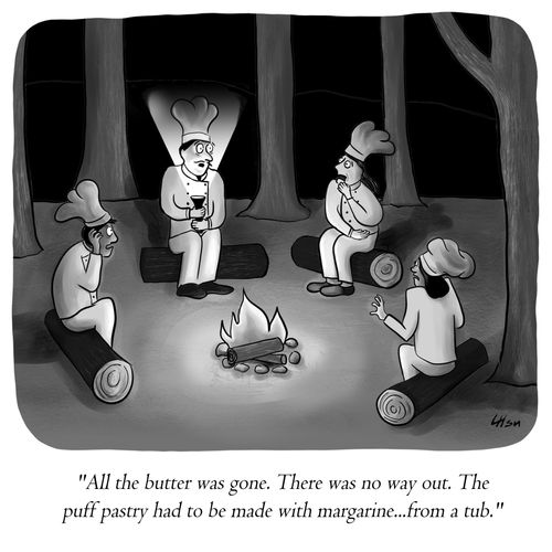 "All the butter was gone. There was no way out. The puff pastry had to be made with margarine... from a tub."