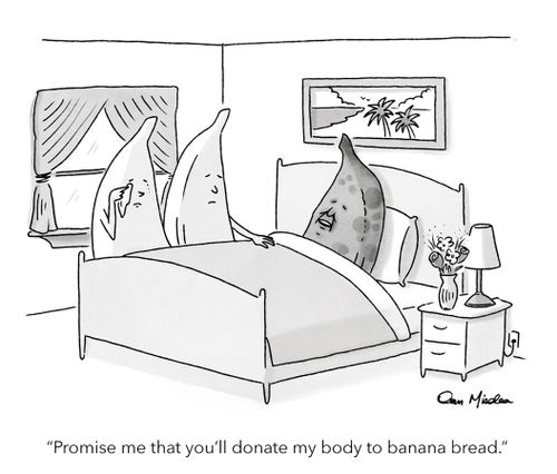 "Promise me that you'll donate my body to banana bread."