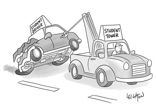 Student tower pulling along a student driver.