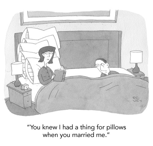 "You knew I had a thing for pillows when you married me."