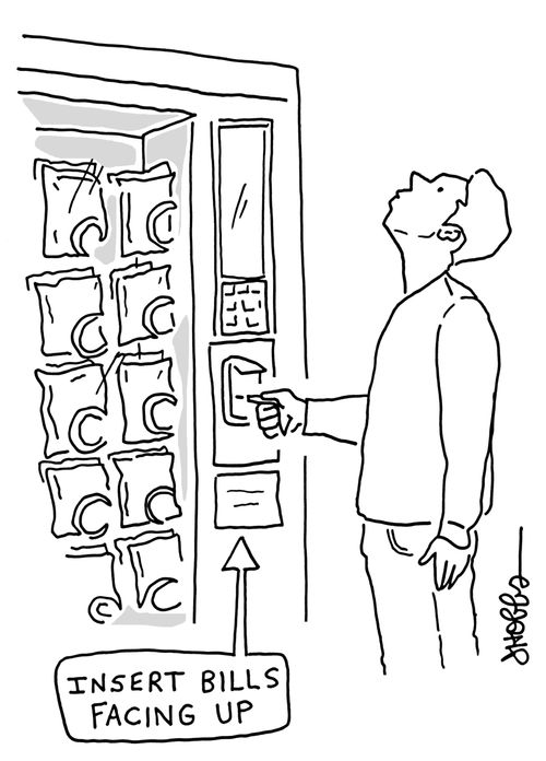 Insert bills facing up.