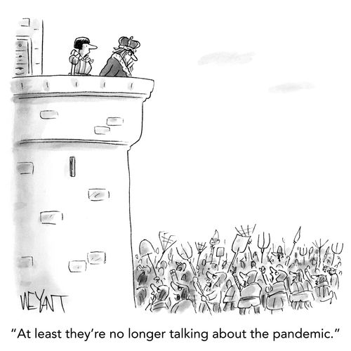 "At least they're no longer talking about the pandemic."