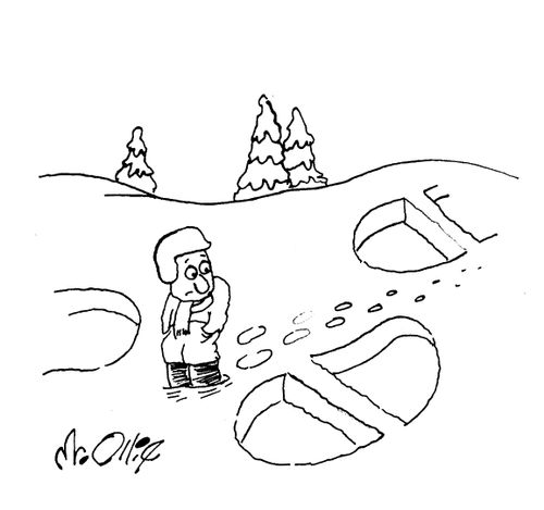 A Man Sees a Giant Footprint