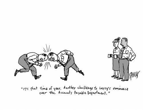 "It's that time of year. Another challenge to Larry's dominance over the Accounts Payable Department."