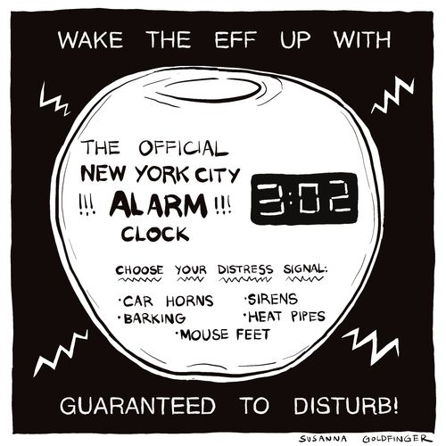 Wake the eff up with the official New York City alarm clock. Choose your distress signal: car horns, sirens, barking, heat pipes, mouse feet. Guaranteed to disturb!