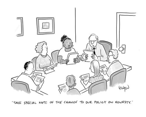 "Take special note of the change to our policy on honesty."