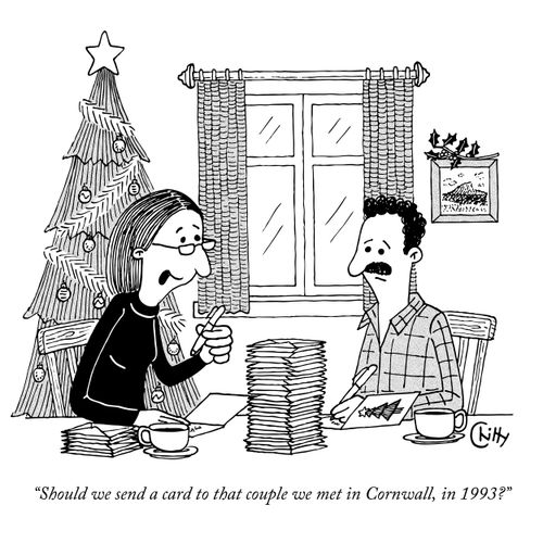 "Should we send a card to that couple we met in Cornwall, in 1993?"