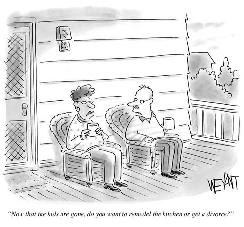 "Now that the kids are gone, do you want to remodel the kitchen or get a divorce?"