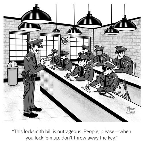 "This locksmith bill is outrageous. People, please—when you lock 'em up, don’t throw away the key.”