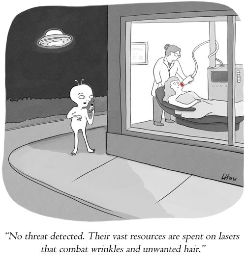 "No threat detected. Their vast resources are spent on lasers that combat wrinkles and unwanted hair."