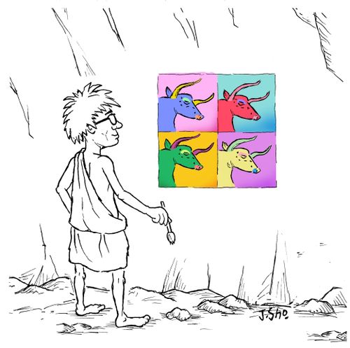 Caveman Painting An Anachronistic Piece In The Style Of Warhol