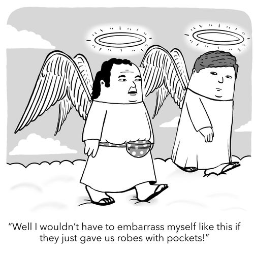 "Well I wouldn't have to embarrass myself like this if they just gave us robes with pockets!"