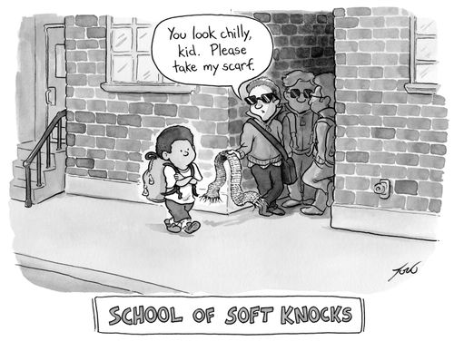 "You look chilly, kid. Please take my scarf."