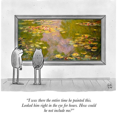 "I was there the entire time he painted this. Looked him right in the eye for hours. How could he not include me?"