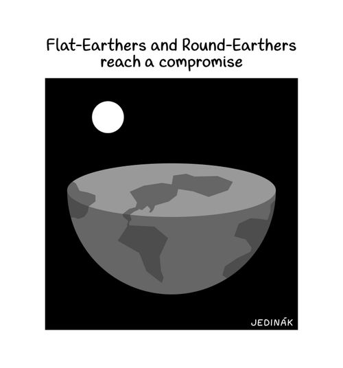 Flat-earthers and round-earthers reach a compromise.