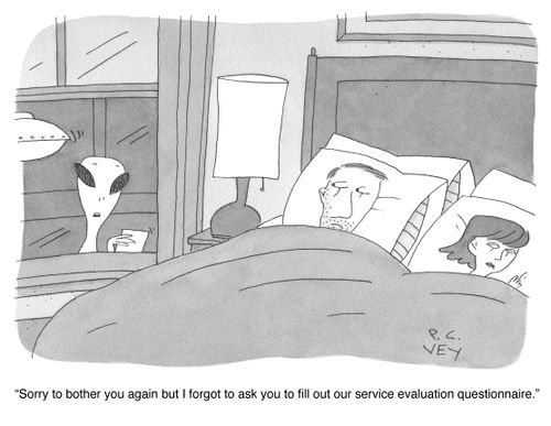 "Sorry to bother you again but I forgot to ask you to fill out our service evaluation questionnaire."