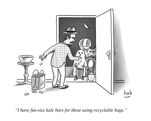 "I have fun-size kale bars for those using recyclable bags."