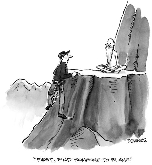 "First, find someone to blame."