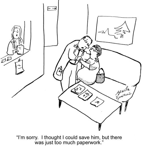 "I'm sorry. I thought I could save him, but there was just too much paperwork."