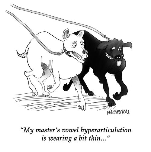 "My master's vowel hyperarticulation is wearing a bit thin..."