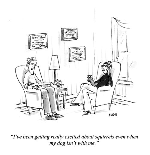 "I've been getting really excited about squirrels even when my dog isn't with me."