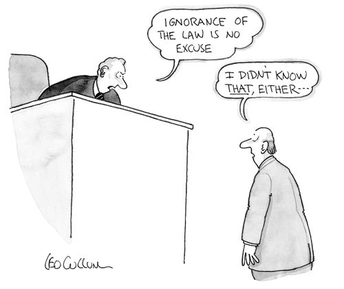 "Ignorance of the law is no excuse." "I didn't know that, either..."