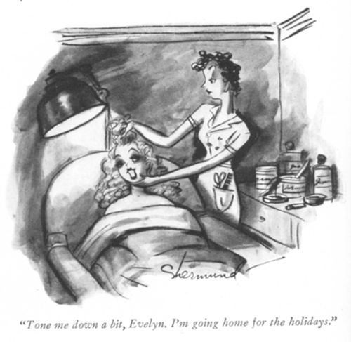 "Tone me down a bit, Evelyn. I'm going home for the holidays."