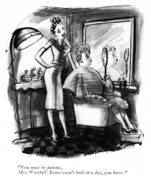 "You must be patient, Mrs. Wast fall. Rome wasn't built in a day, you know."