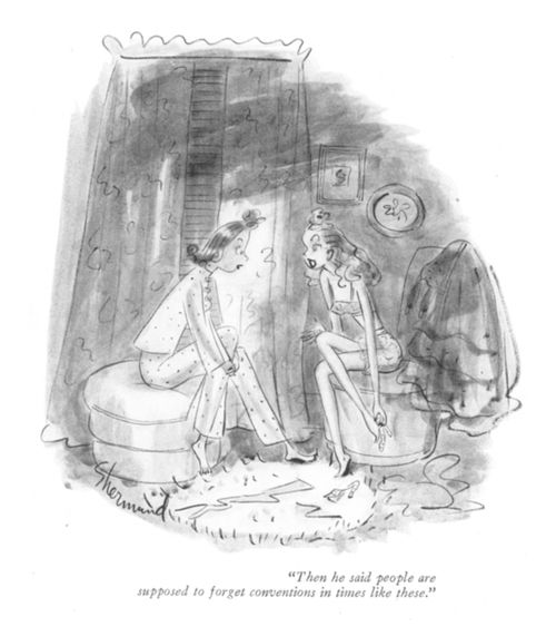 "Then he said that people are supposed to forget conventions in times like these."
