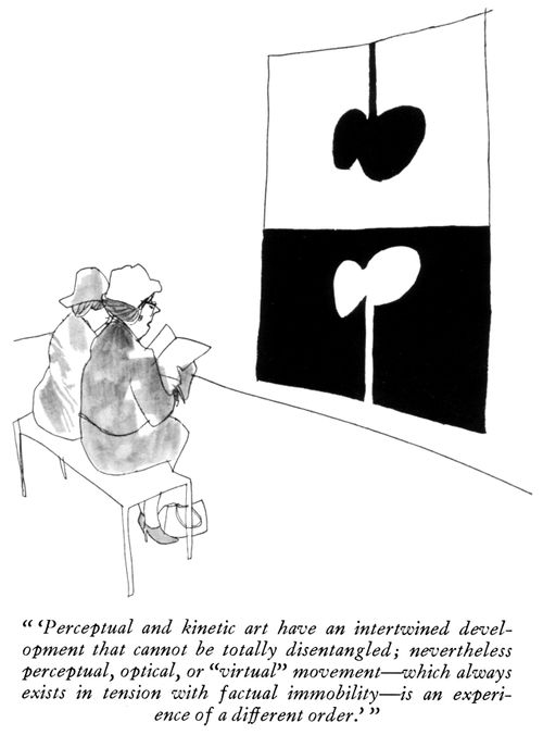 " 'Perceptual and kinetic art have an intertwined development that cannot be totally disentangled; nevertheless perceptual, optical, or "virtual" movement—which always exists in tension with factual immobility—is an experience of a different order.' "
