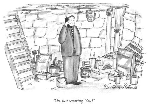 "Oh, just cellaring. You?"