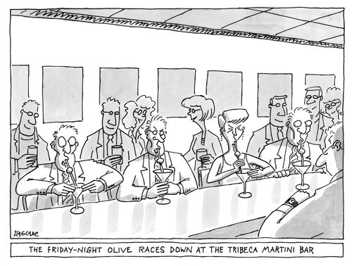 The Friday Night Olive Races Down at the Tribeca Martini Bar