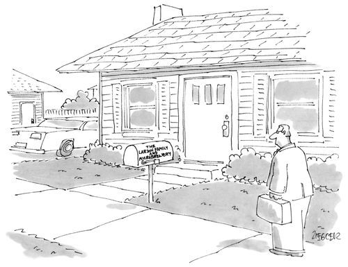 A mailbox outside a house reads "The Larson Family and Microbrewery".