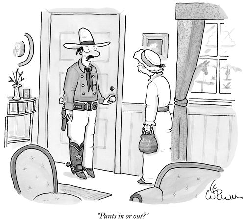 "Pants in or out?"