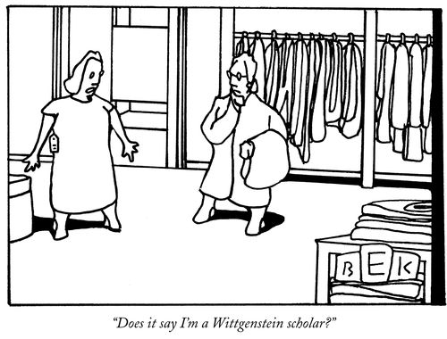 "Does it say I'm a Wittgenstein scholar?"
